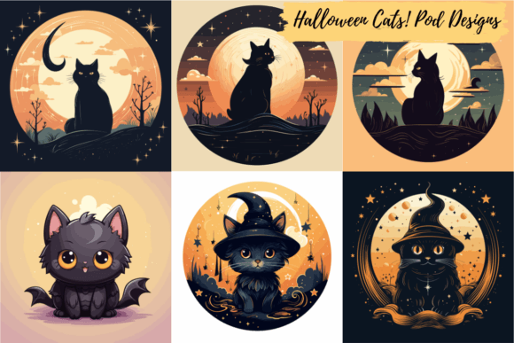 Download Witchy Kawaii Halloween Cats - Pack 2 - Halloween cats Collection