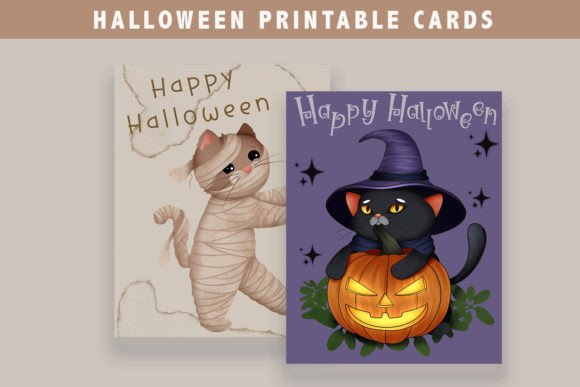 Download Printable Card Halloween Cats Halloween - Halloween cats Collection