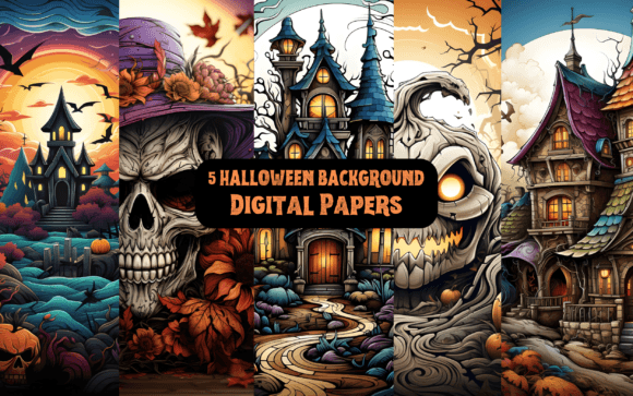 Download 5 Halloween Backgrounds / Digital Papers - Halloween backgrounds Collection