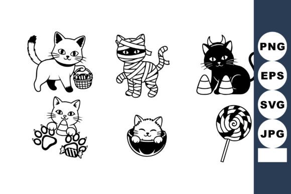 Download Cute Halloween Cats with Candy Basket Mu - Halloween cats Collection
