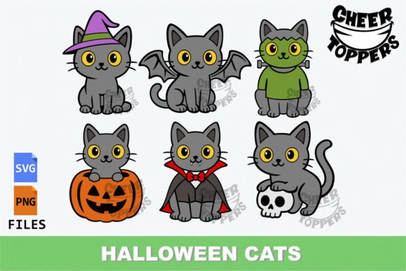 Download Halloween Cats SVG and PNG Files - Halloween cats Collection