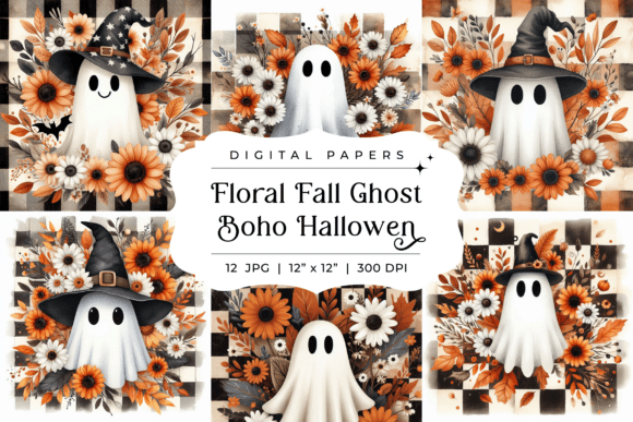 Download Floral Fall Ghost Boho Halloween Backgrounds - Halloween backgrounds Collection