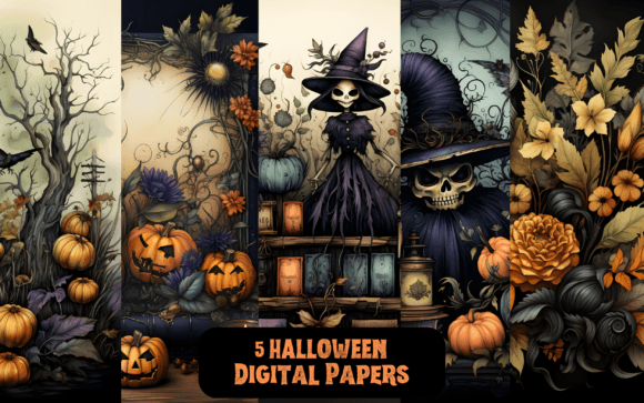 Download 5 Watercolor Halloween Backgrounds - Halloween backgrounds Collection